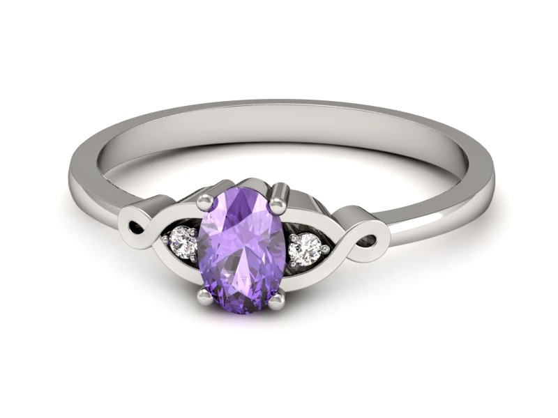 Pierścionek z tanzanitem białe złoto z brylantami - P15212bt — zdjęcie 2