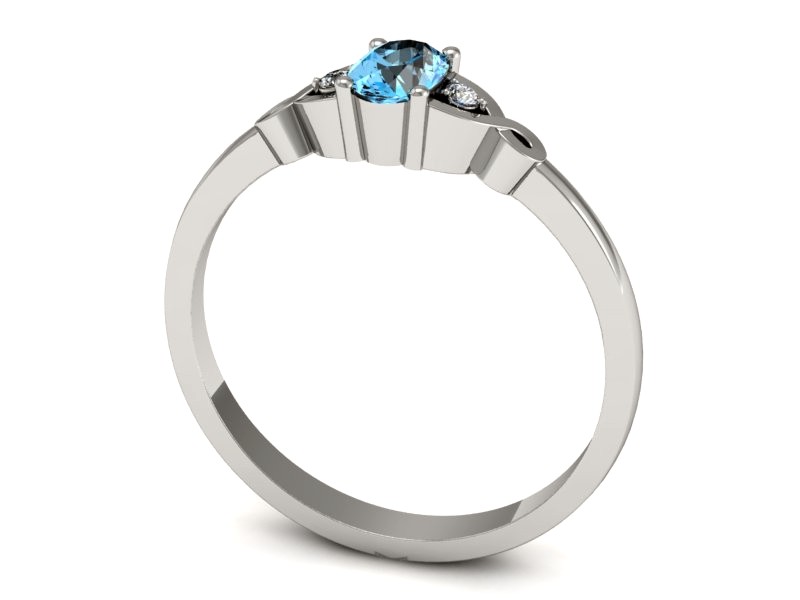 Pierścionek z topazem i brylantami białe złoto - P15212btp — zdjęcie 3
