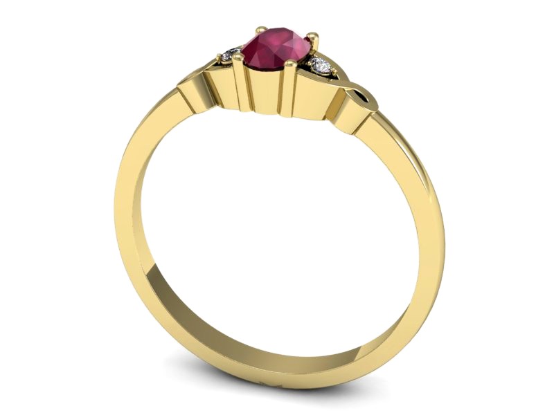 Pierścionek z rubinem i brylantami żółte złoto - P15212zr — zdjęcie 3
