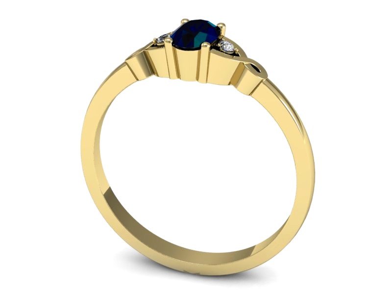 Pierścionek z szafirem i brylantami żółte złoto - P15212zsz — zdjęcie 3