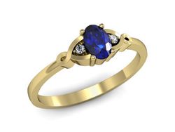 Złoty pierścionek z szafirem i diamentami złoto - P15212zszc