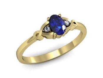 Złoty pierścionek z szafirem i diamentami złoto - P15212zszc - 1