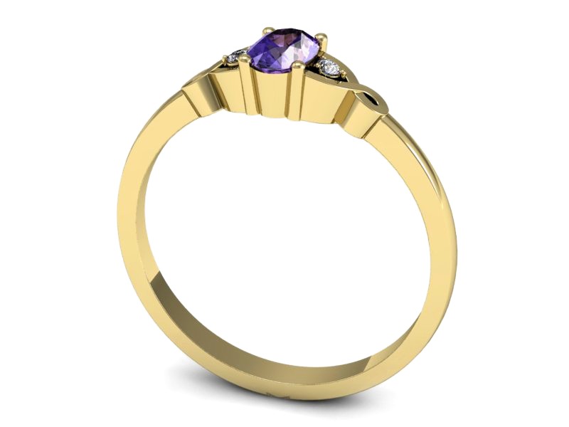 Pierścionek z tanzanitem i brylantami żółte złoto - P15212zt — zdjęcie 3