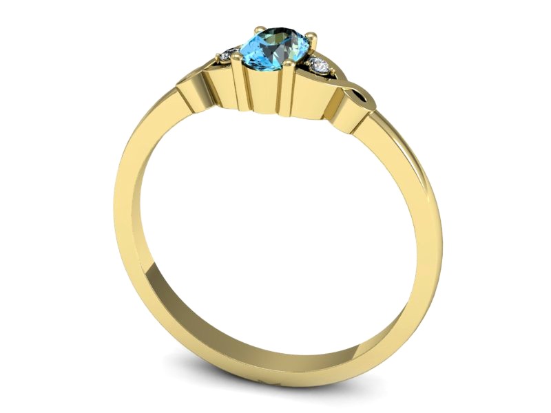 Pierścionek z topazem i brylantami żółte złoto - P15212ztp — zdjęcie 3