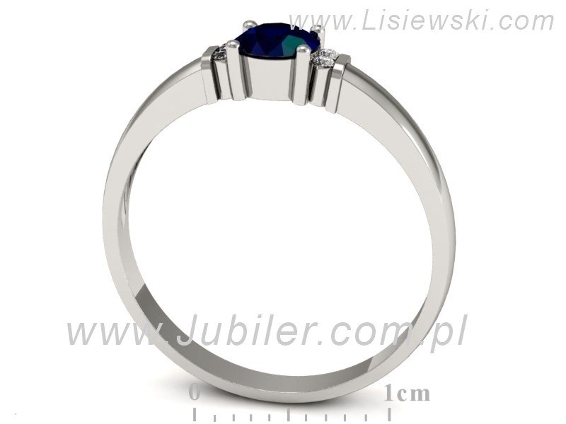 Pierścionek z szafirem i brylantami białe złoto - P15213bsz — zdjęcie 3