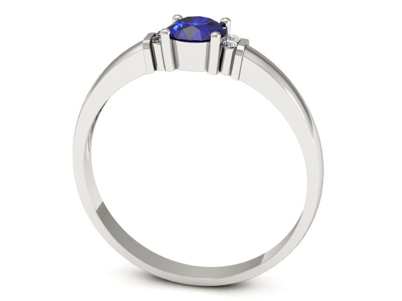 Pierścionek z szafirem i brylantami białe złoto - P15213bszc — zdjęcie 3