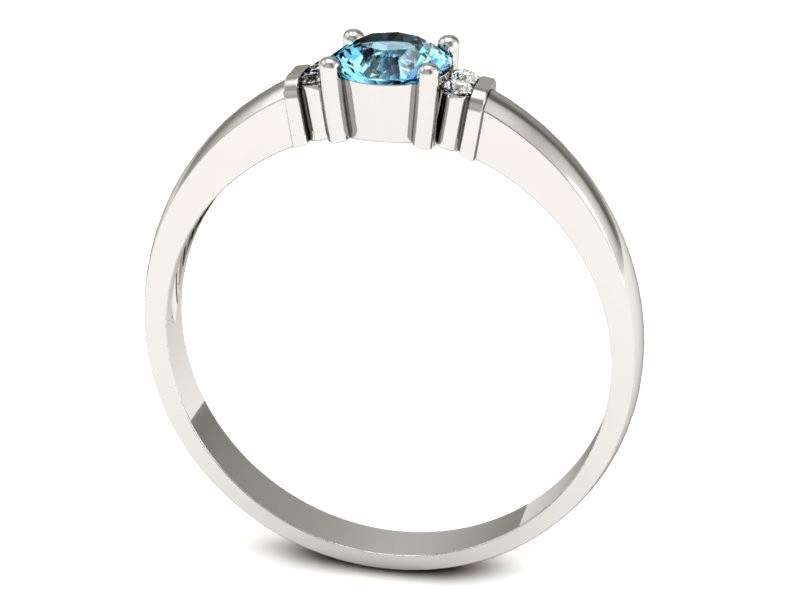 Pierścionek z topazem i brylantami białe złoto - P15213btp — zdjęcie 3