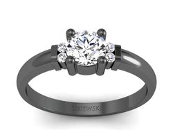 Złoty pierścionek z diamentami czarne złoto - p15213cz