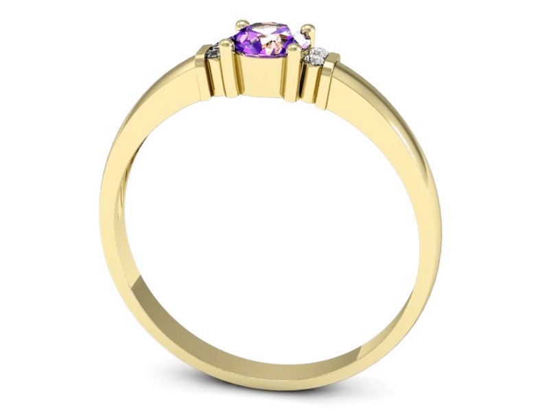 Pierścionek z ametystem i brylantami - P15213zam — zdjęcie 3