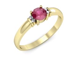 Złoty pierścionek z rubinem i brylantami - P15213zr