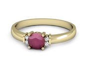 Złoty pierścionek z rubinem i brylantami - P15213zr - 2