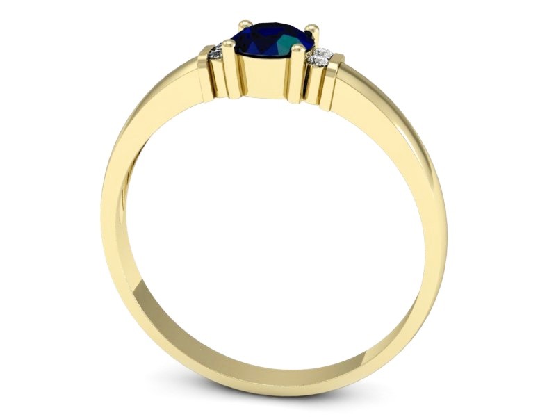 Złoty pierścionek z szafirem i brylantami - P15213zsz — zdjęcie 3