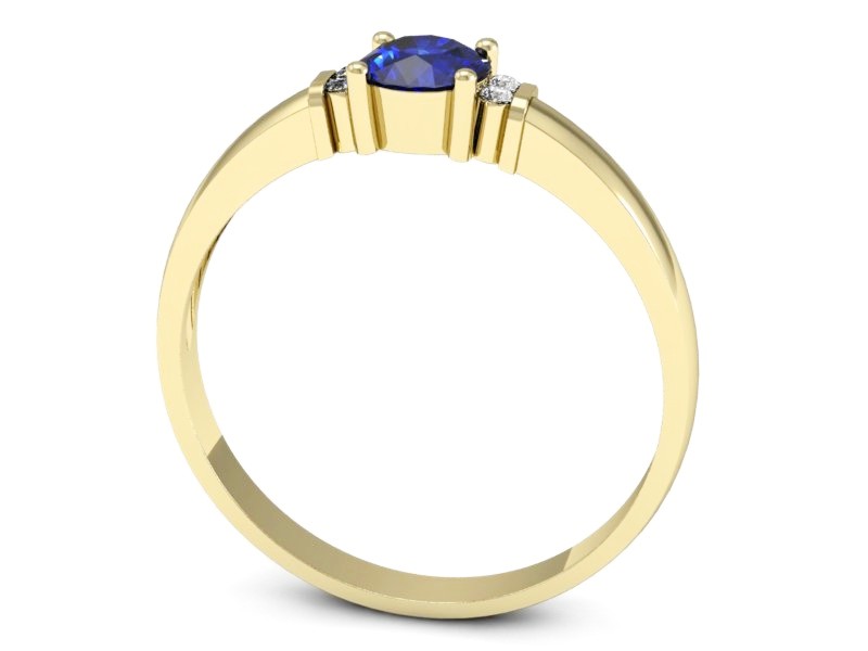 Złoty pierścionek z szafirem i brylantami - P15213zszc — zdjęcie 3