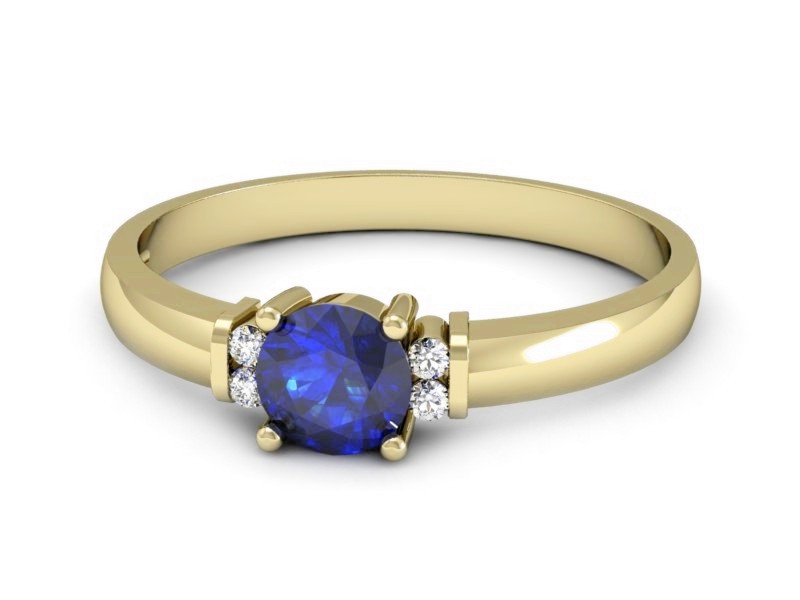 Złoty pierścionek z szafirem i brylantami - P15213zszc — zdjęcie 2
