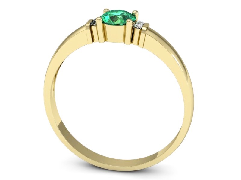 Złoty pierścionek ze szmaragdem i brylantem - P15213zszm — zdjęcie 3