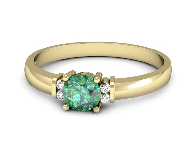 Złoty pierścionek ze szmaragdem i brylantem - P15213zszm — zdjęcie 2