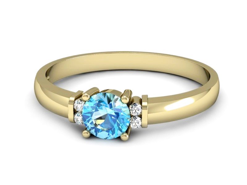 Złoty pierścionek z topazem i brylantami - P15213ztp — zdjęcie 2