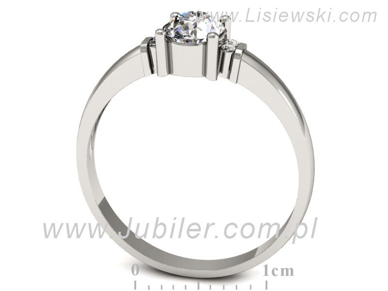 Złoty pierścionek z diamentami białe złoto - P15214b — zdjęcie 3