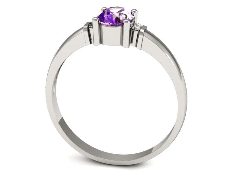 Złoty pierścionek z ametystem i brylantami - P15214bam — zdjęcie 3