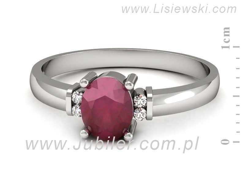 Pierścionek z rubinem i brylantami białe złoto - P15214br — zdjęcie 2