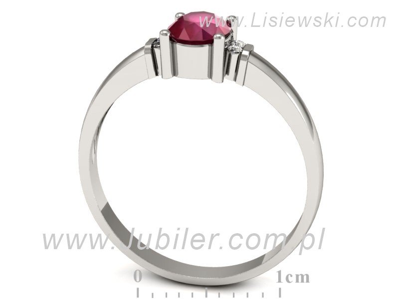 Pierścionek z rubinem i brylantami białe złoto - P15214br — zdjęcie 3