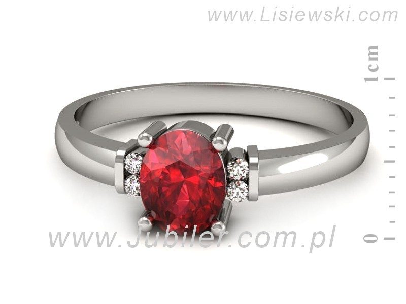 Pierścionek z rubinem i brylantami białe złoto - P15214br1 — zdjęcie 2