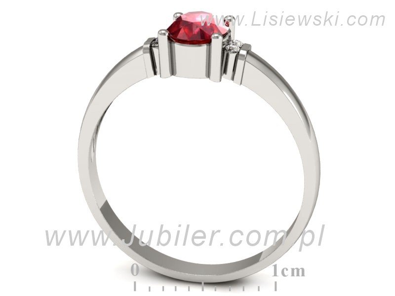 Pierścionek z rubinem i brylantami białe złoto - P15214br1 — zdjęcie 3