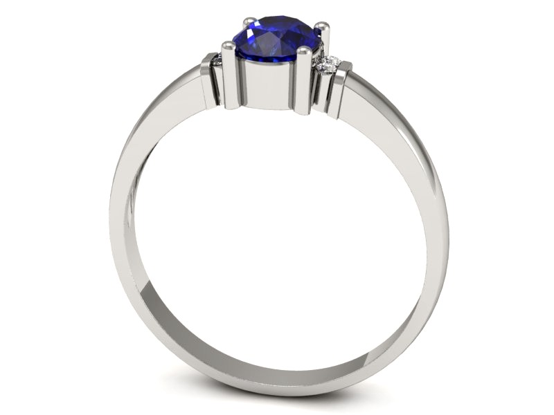 Pierścionek z szafirem z brylantami białe złoto - P15214bszc — zdjęcie 3