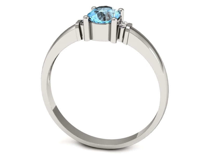 Pierścionek z topazem i brylantami białe złoto - P15214btp — zdjęcie 3