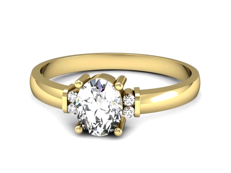 Złoty pierścionek z diamentami żółte złoto - P15214z — zdjęcie 2