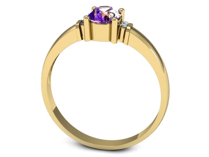 Pierścionek ametyst i brylanty żółte złoto - P15214zam — zdjęcie 3