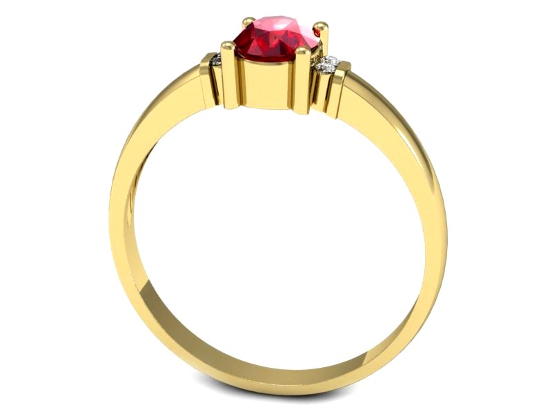 Pierścionek z rubinem i brylantami żółte złoto - P15214zr1 — zdjęcie 3