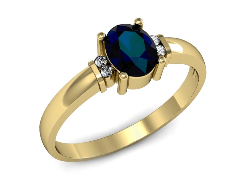 Pierścionek z szafirem i brylantami żółte złoto - P15214zsz