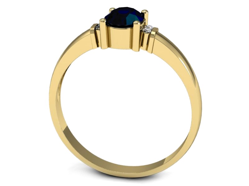 Pierścionek z szafirem i brylantami żółte złoto - P15214zsz — zdjęcie 3