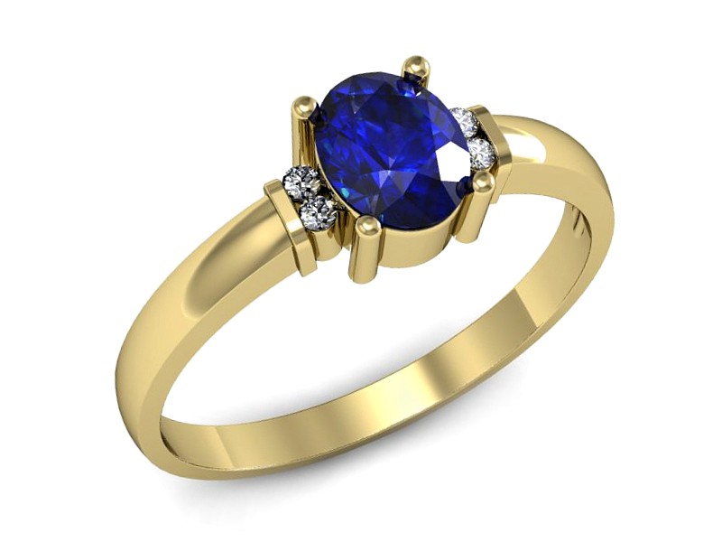 Złoty pierścionek z szafirem i brylantami - P15214zszc