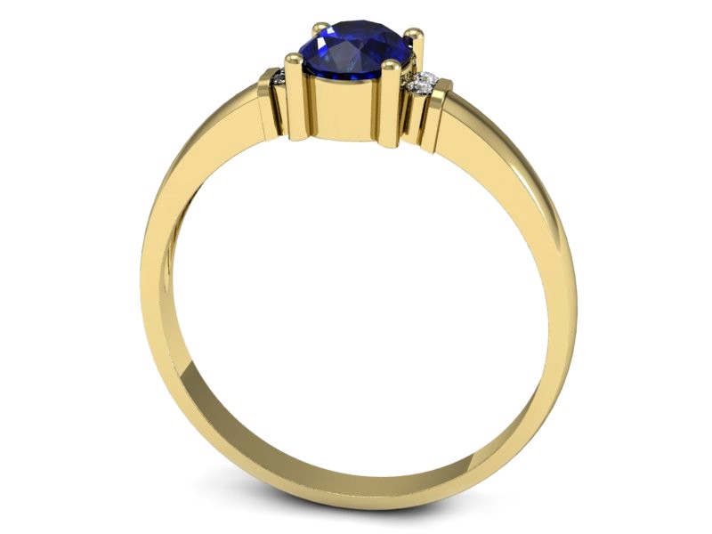 Złoty pierścionek z szafirem i brylantami - P15214zszc — zdjęcie 3