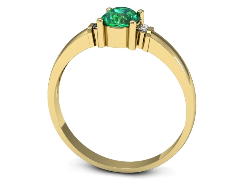 Złoty pierścionek ze szmaragdem i diamentami - P15214zszm — zdjęcie 3