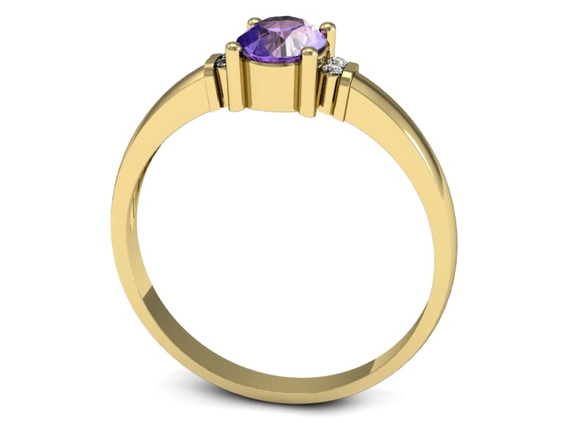 Złoty pierścionek z tanzanitem i brylantami żółte - P15214zt — zdjęcie 3