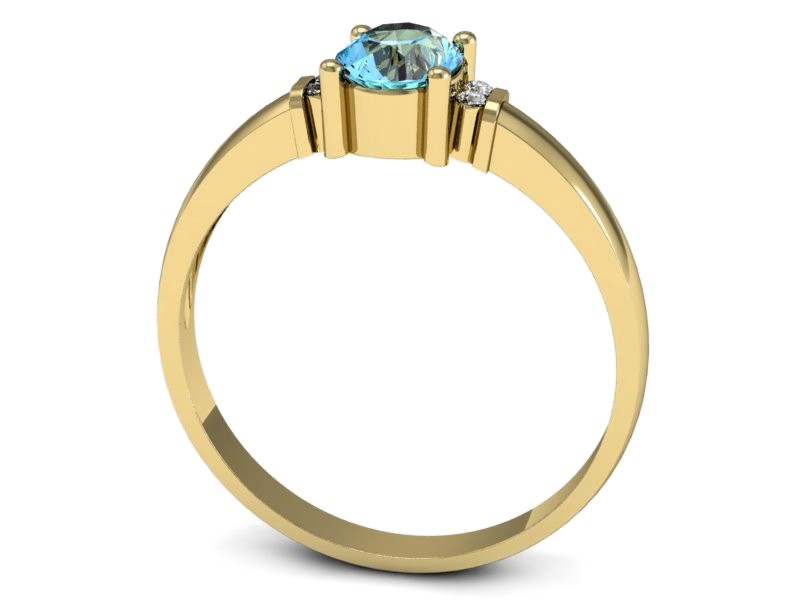 Pierścionek z topazem i brylantami żółte złoto - P15214ztp — zdjęcie 3