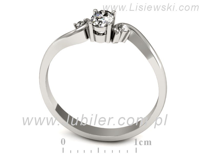 Złoty pierścionek z diamentami białe złoto - P15215b — zdjęcie 3