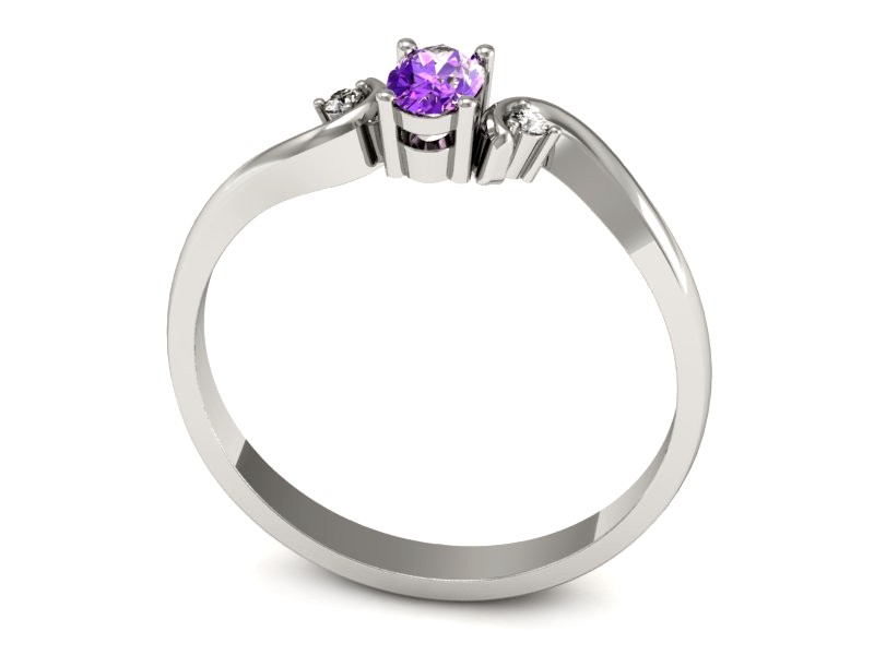 Złoty pierścionek z ametystem i brylantami - P15215bam — zdjęcie 3