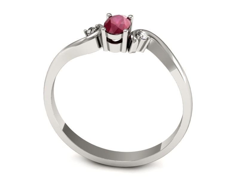 Pierścionek z rubinem i brylantami białe złoto - P15215br — zdjęcie 3