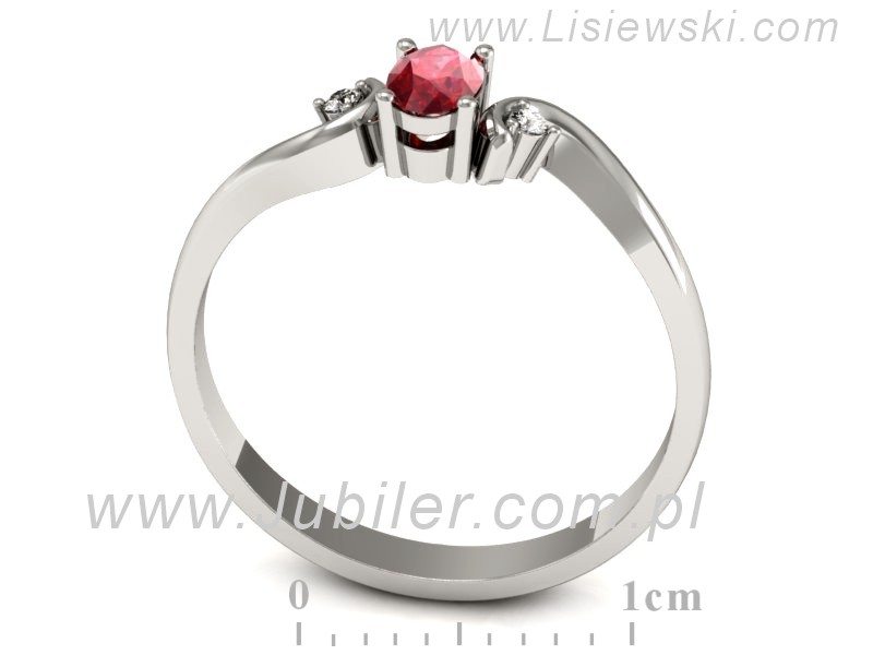 Pierścionek z rubinem z brylantami białe złoto - P15215br1 — zdjęcie 3