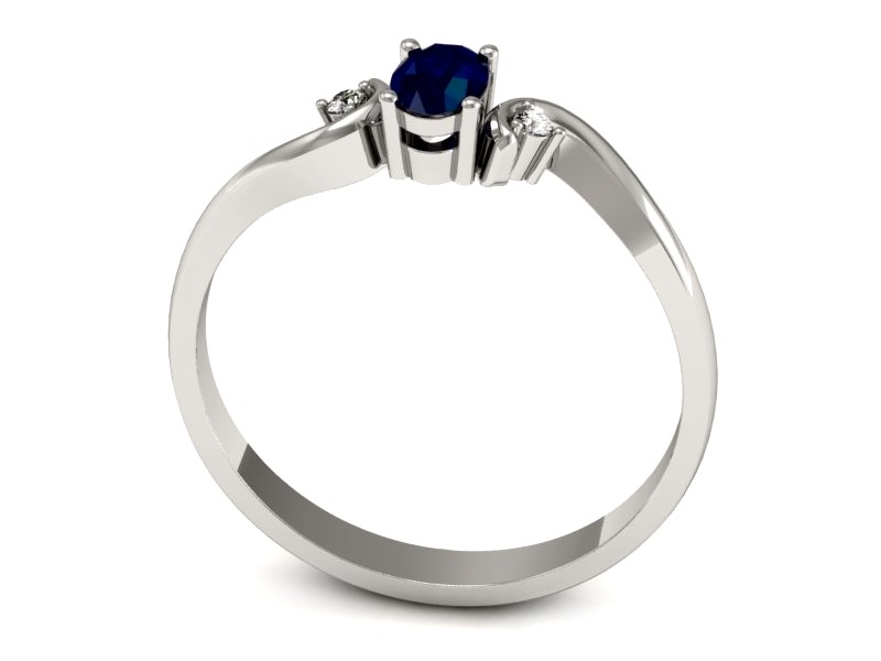 Pierścionek z szafirem i brylantami białe złoto - P15215bsz — zdjęcie 3