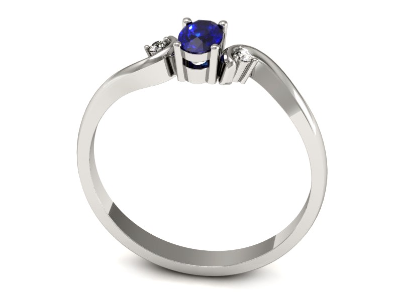 Pierścionek z szafirem z brylantami białe złoto - P15215bszc — zdjęcie 3