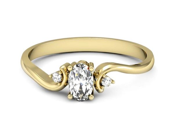 Złoty Pierścionek z diamentami żółte złoto 585 - P15215z