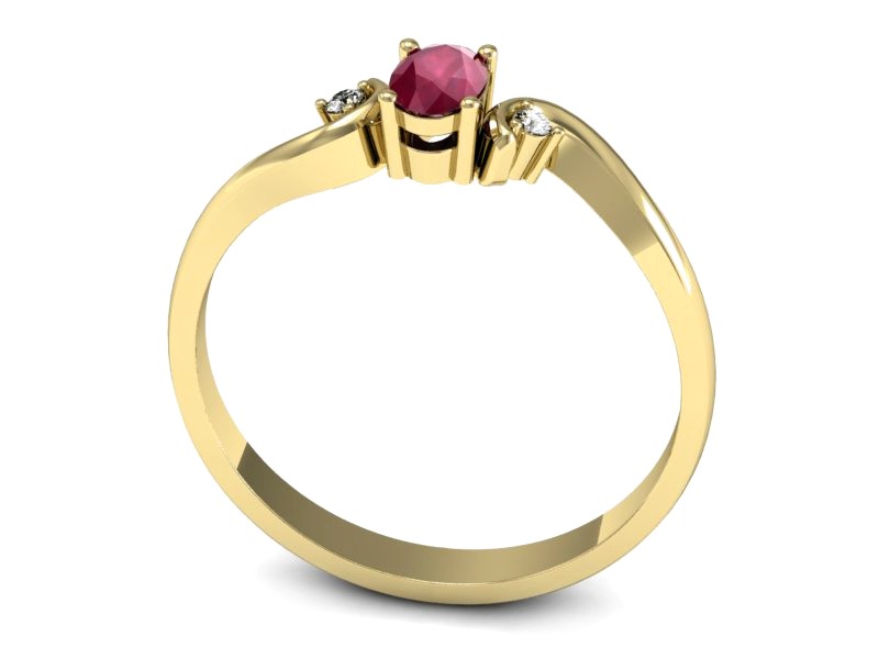 Pierścionek z rubinem i brylantami żółte złoto - P15215zr — zdjęcie 3