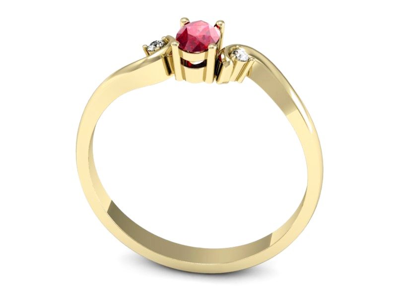Pierścionek z rubinem i brylantami żółte złoto - P15215zr1 — zdjęcie 3