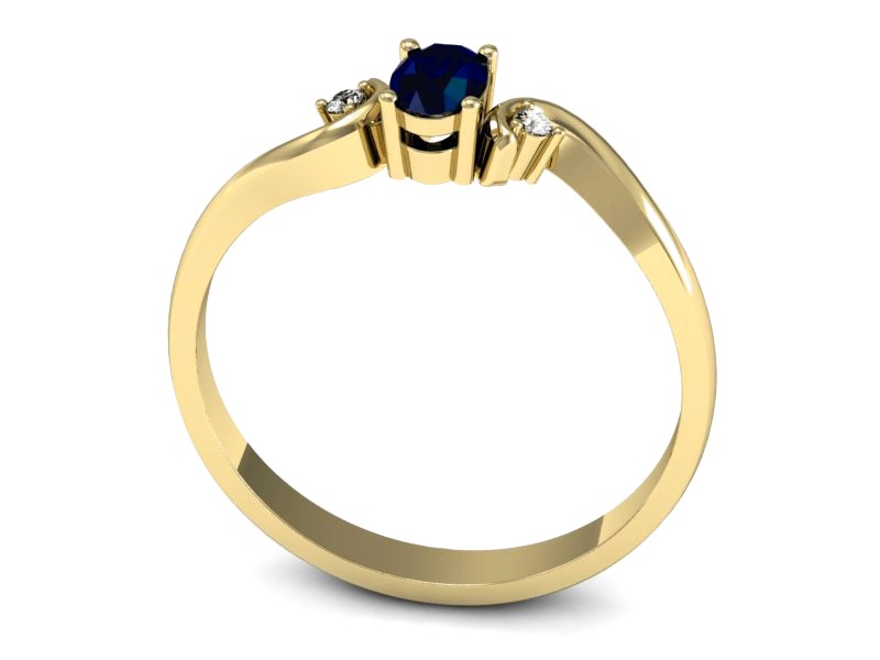 Pierścionek z szafirem i brylantami żółte złoto - P15215zsz — zdjęcie 3