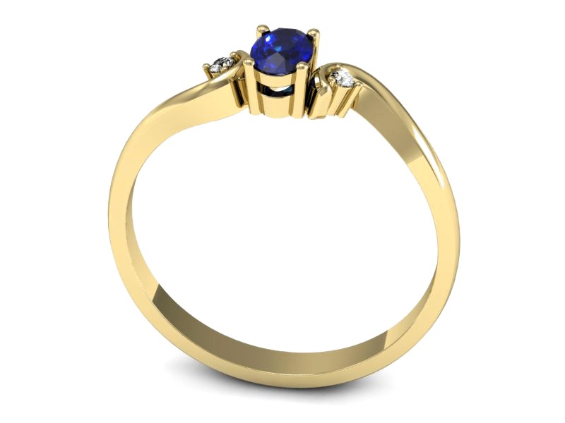 Złoty pierścionek z szafirem i brylantami - P15215zszc — zdjęcie 3